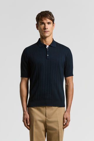 Cotton and silk knitted polo shirt