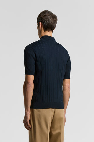 Cotton and silk knitted polo shirt
