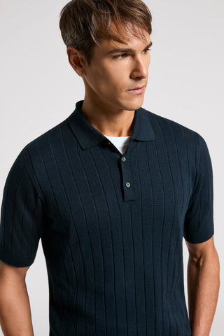 Cotton and silk knitted polo shirt