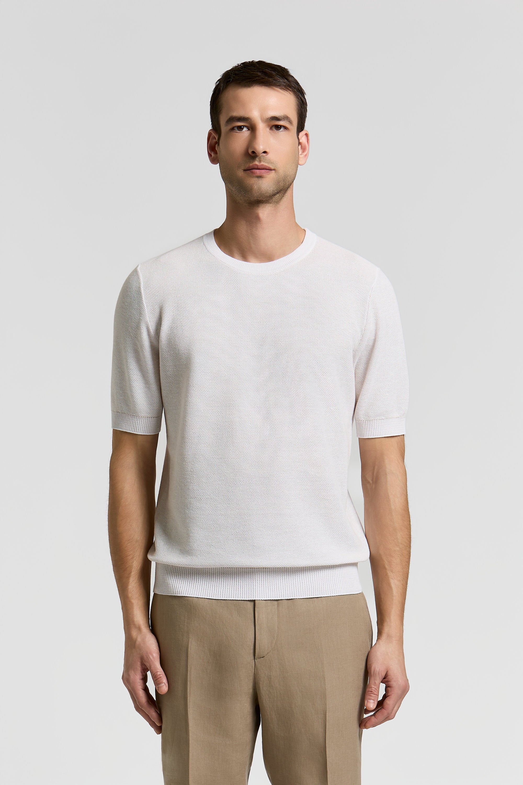 Cotton and linen knitted T-shirt | Peserico US