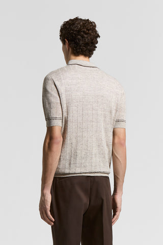 Polo shirt in linen-cotton mouliné mélange