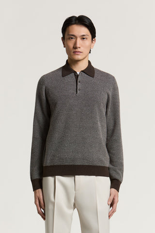 Wool and cashmere yarn polo shirt 1 / 3