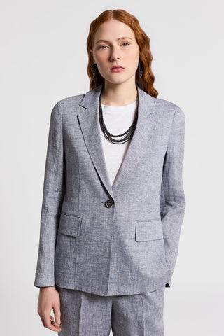 Lightweight pure linen canvas blazer