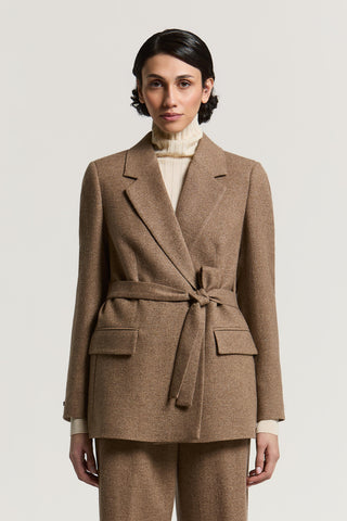 Belted wool and Lurex blazer