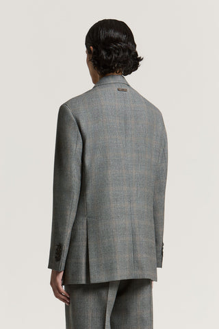 Single-breasted pure wool flannel blazer