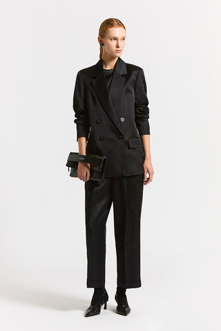 Viscose/wool satin trousers