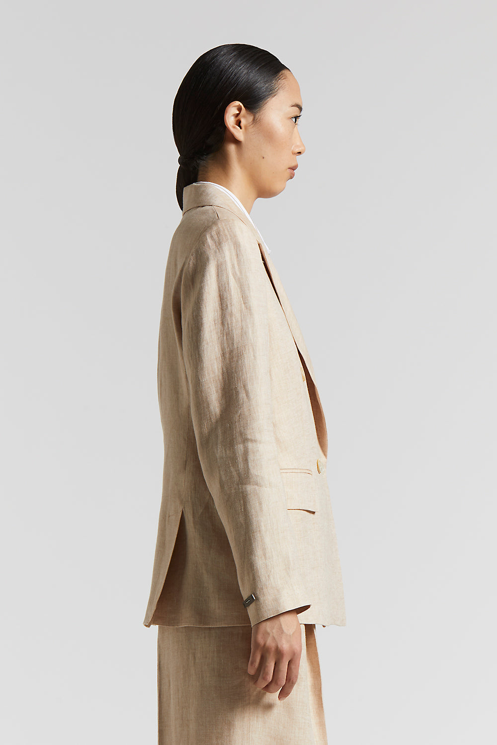 Single-breasted blazer in pure linen gabardine | Peserico US