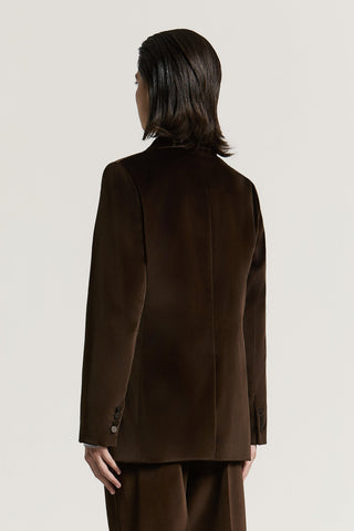 Cotton velvet blazer with satin lapels