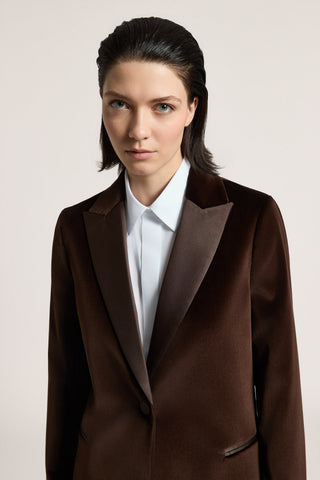 Cotton velvet blazer with satin lapels