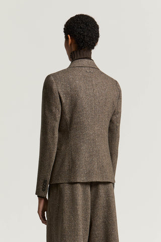 Double-breasted blazer in wool and silk tweed