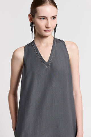 peserico linen dress Linen canvas dress | White pampas flower