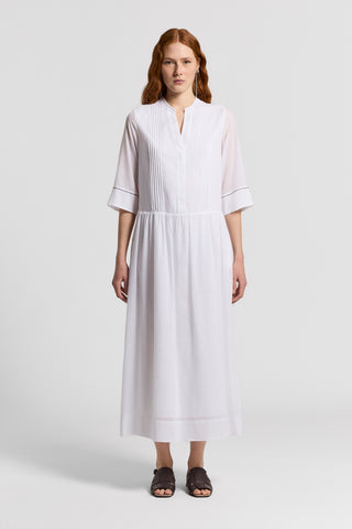 Long pure cotton voile dress | Light White | Peserico Long pure cotton voile dress | Light White | Peserico