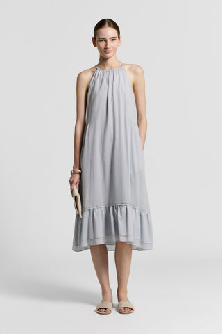 Pure cotton voile midi dress | Dust light blue