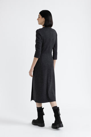 Fluid wool-cotton jersey midi dress