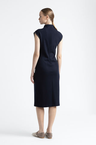 Fluid wool-cotton jersey dress