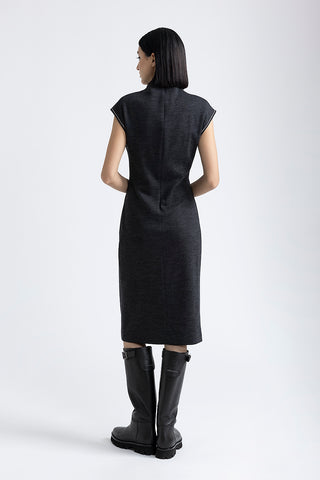 Fluid wool-cotton jersey dress