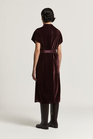 Viscose velvet dress with belt