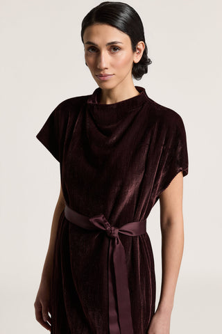 Viscose velvet dress with belt