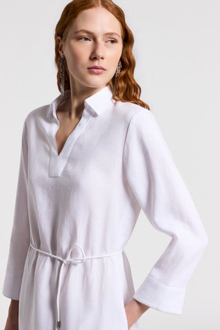 Pure linen canvas midi dress | Light White | Peserico Pure linen canvas midi dress | Light White | Peserico