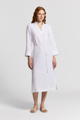 Pure linen canvas midi dress