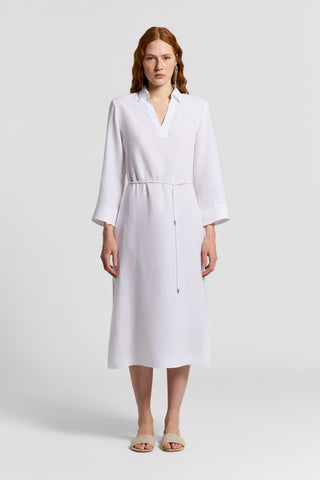 Pure linen canvas midi dress | Light White | Peserico Pure linen canvas midi dress | Light White | Peserico