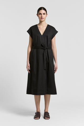 Sail-hand cotton midi dress with V-neck
