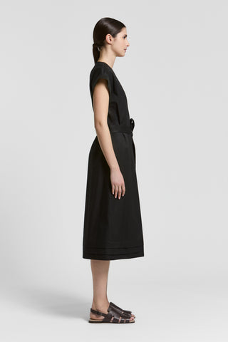 Sail-hand cotton midi dress with V-neck