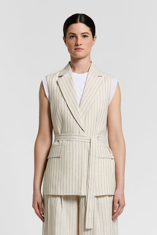 Pinstriped waistcoat in pure linen