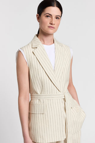 Pinstriped waistcoat in pure linen