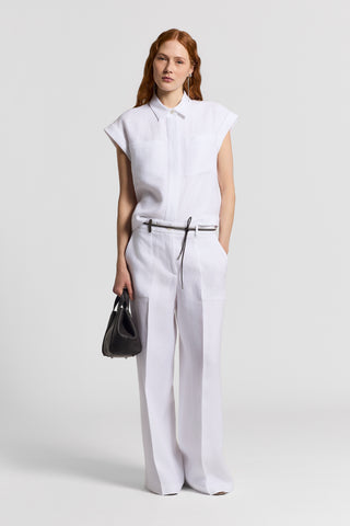 Pure linen gabardine vest