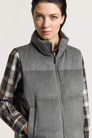 Cashmere wool and taffeta down vest