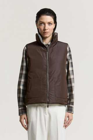Cashmere wool and taffeta down vest