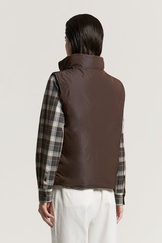 Cashmere wool and taffeta down vest