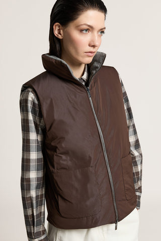 Cashmere wool and taffeta down vest