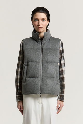 Cashmere wool and taffeta down vest