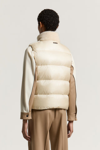 Down vest with wool and silk shearling