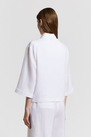 Pure linen 3/4-sleeve shirt