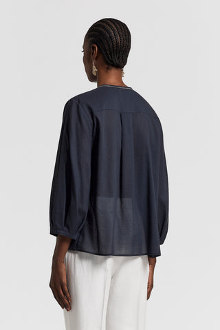 Cotton voile crewneck shirt