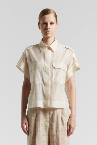 Matt silk-cotton organza shirt