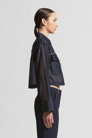 Matt cotton-silk organza shirt