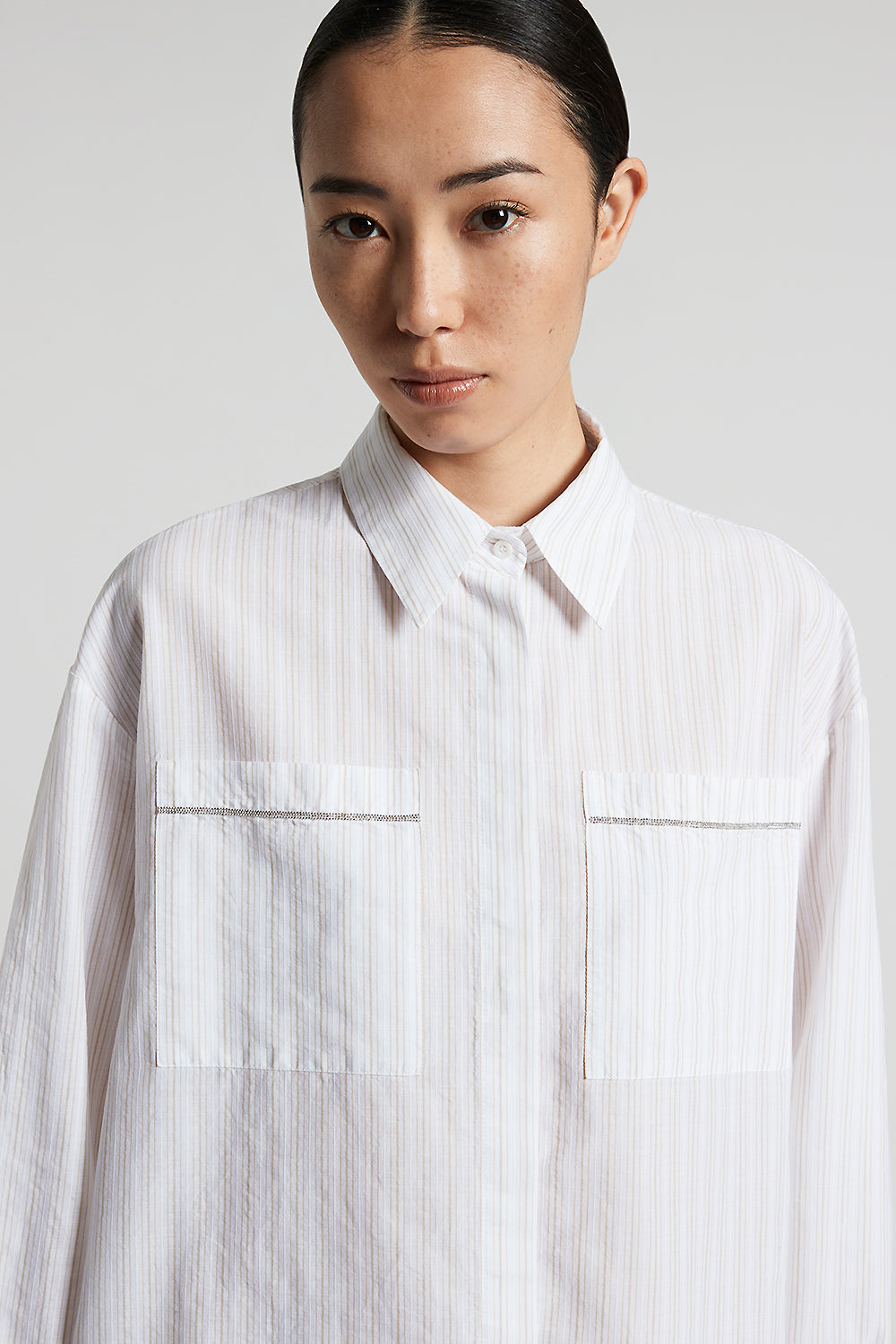 Striped cotton muslin shirt | Peserico US