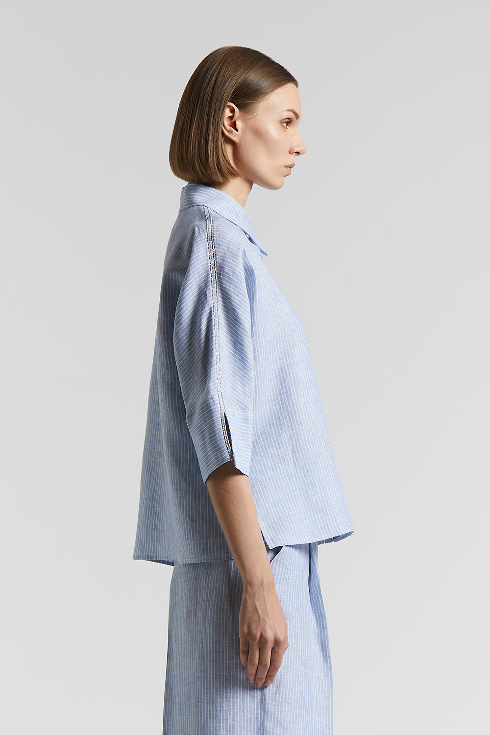 Striped pure linen shirt | Peserico US