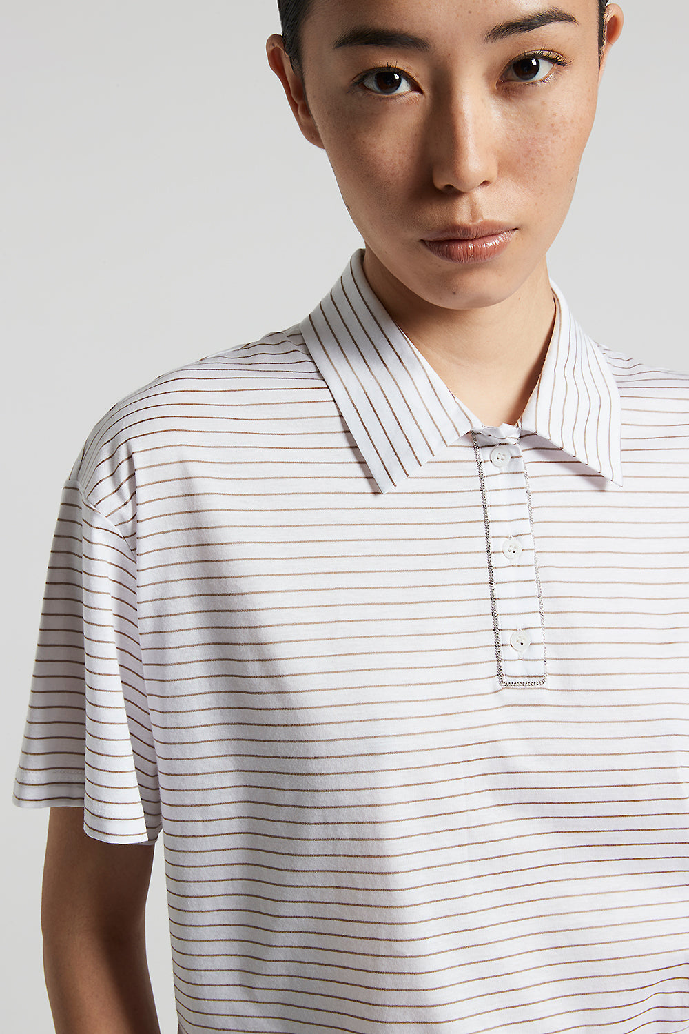 Tシャツ・カットソー PESERICO Striped cotton jersey polo shirt (S06169J0 961) Striped cotton jersey polo shirt | Peserico US