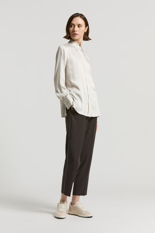 Striped silk/viscose satin shirt