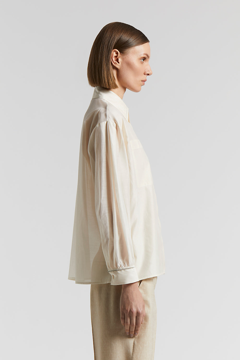 Matt silk and cotton organza shirt | Peserico US