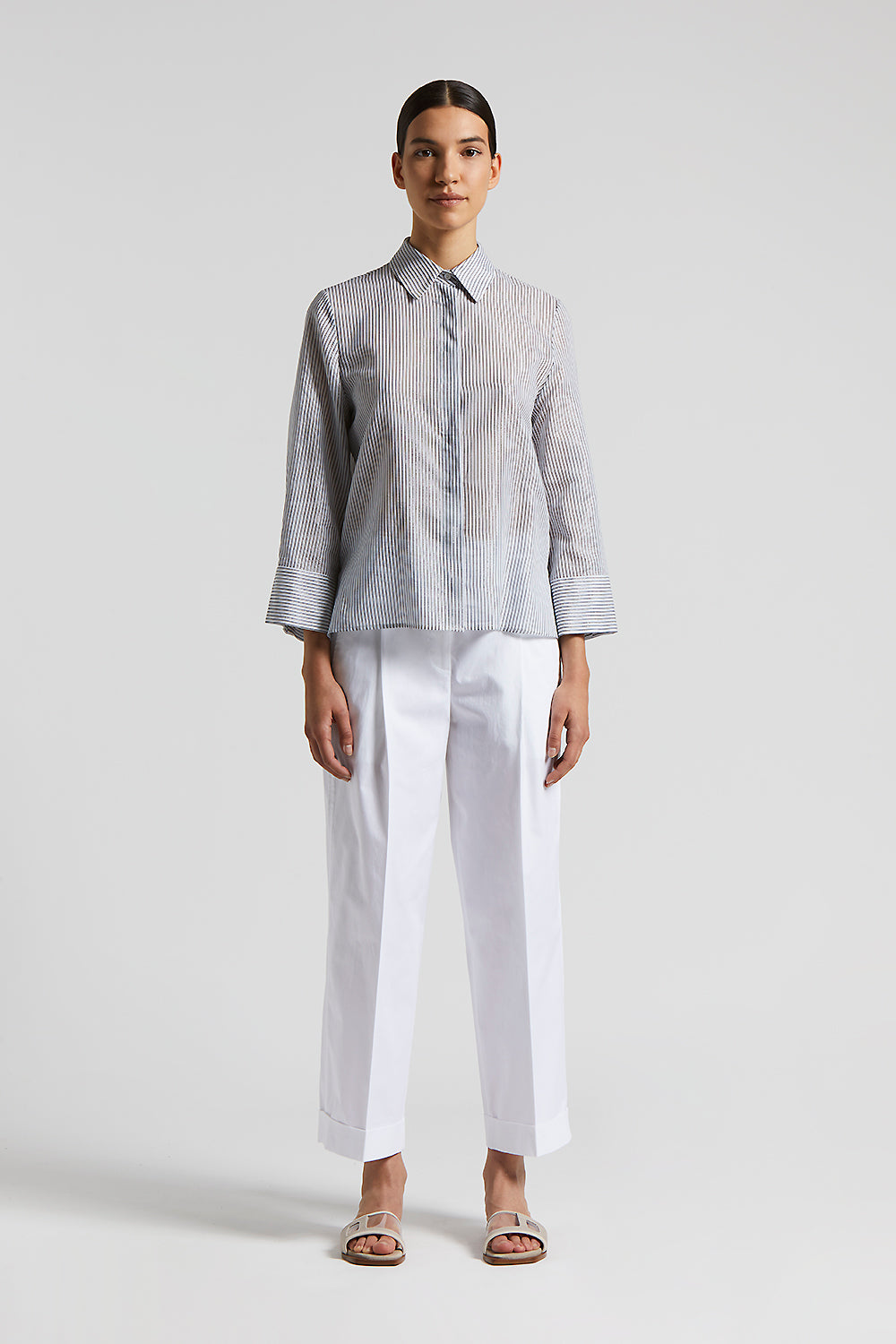 Tシャツ・カットソー PESERICO T-shirt in linen and cotton yarn (R59041F12 D80) Linen and cotton crepe t-shirt | Peserico US