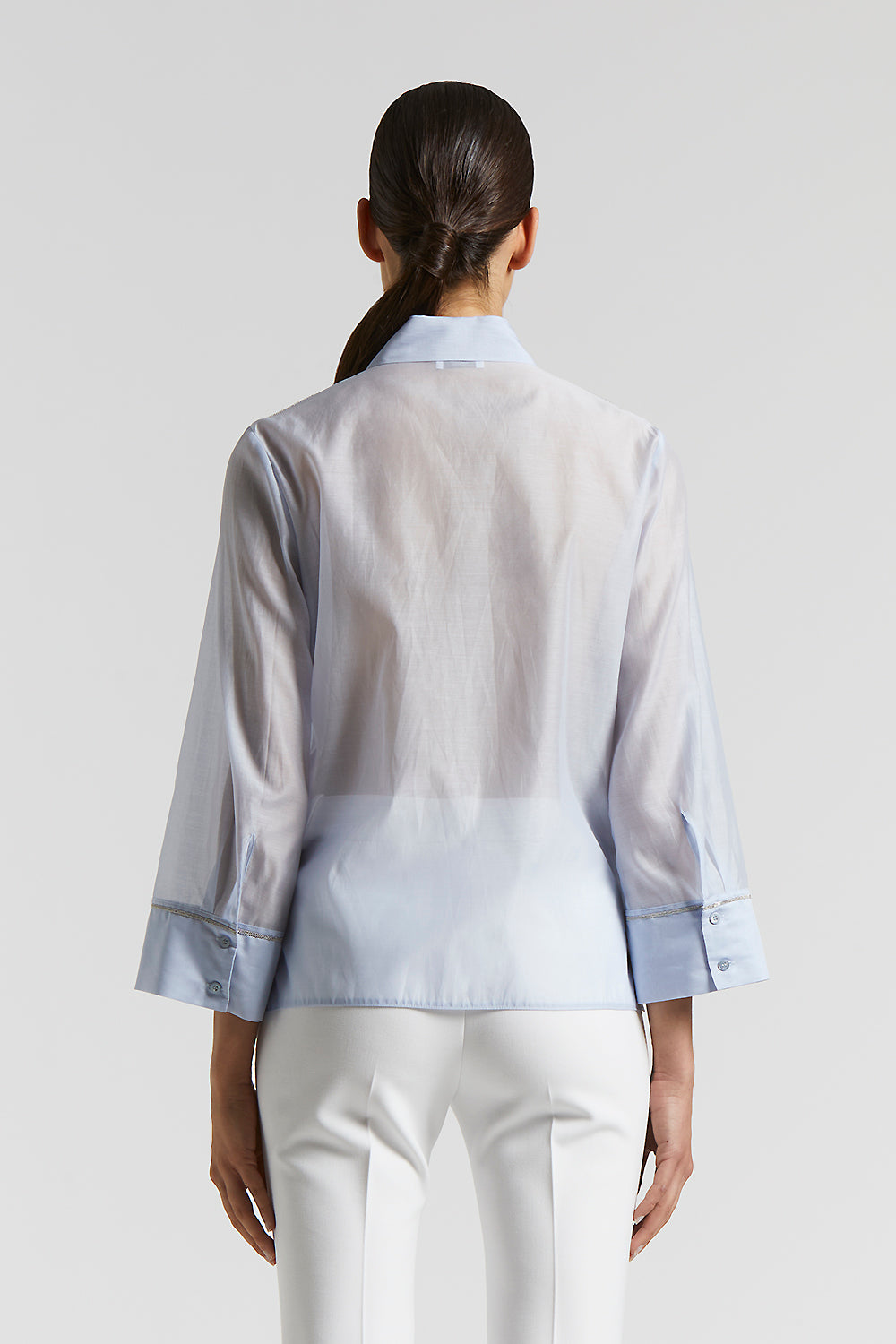 Cotton organza and matt silk shirt | Peserico US