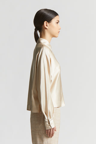 Viscose satin shirt with kimono sleeves