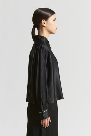 Viscose satin shirt with kimono sleeves