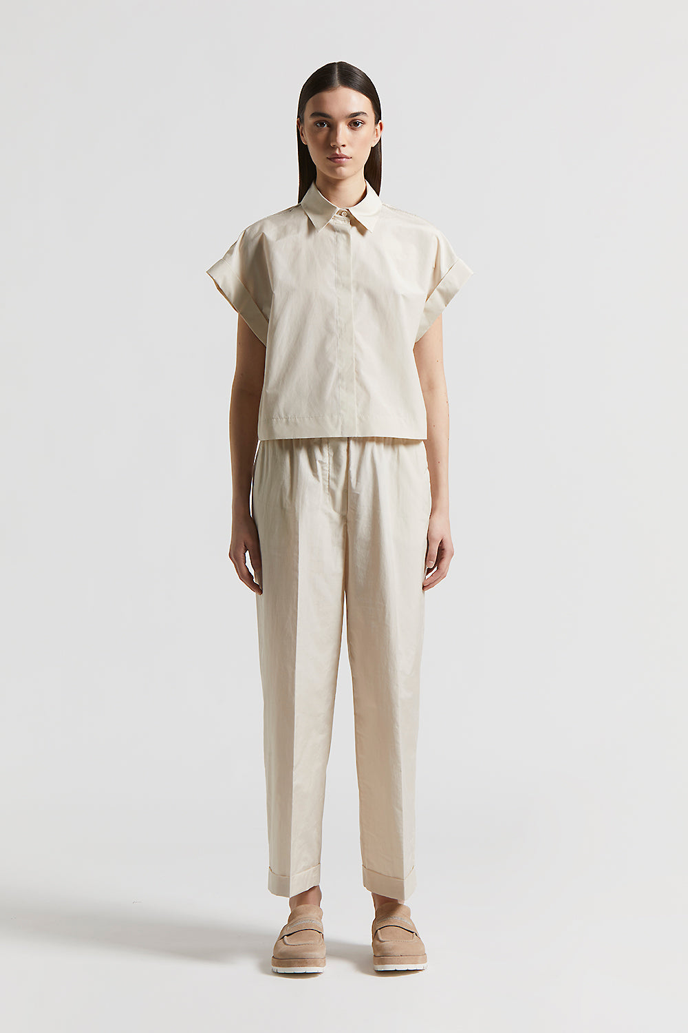 Twisted cotton-blend poplin dress | Peserico US